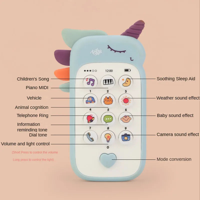 Baby Phone with Teether Music Sound Telephone Early Educational Toys Infant Simulation Mobile Phone Sleeping Toy Birthday Gifts