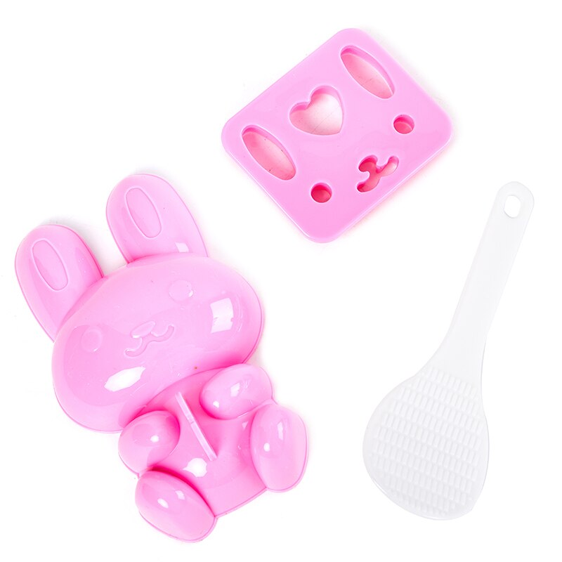3Pcs Cute Rabbit Sushi Mold DIY Sandwich Rice Ball Molds With Spoon Baby Kids Breakfast Mold Sushi Bento Accessoires GadgetS