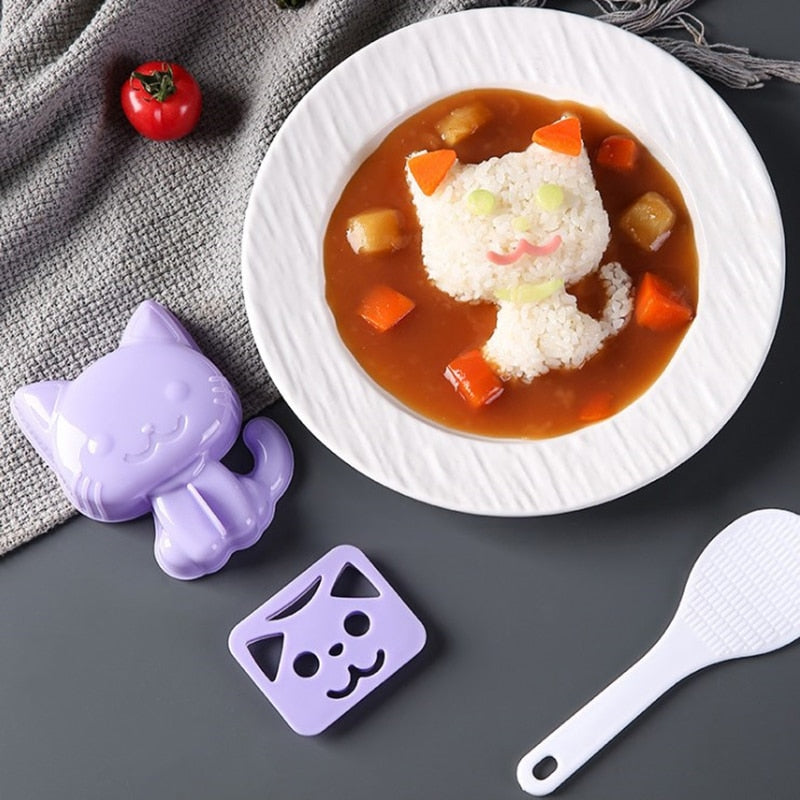 3pc/Set Cartoon Animals Sushi Mold DIY Sandwich Rice Ball Mold Kitchen Gadgets Baby Kids Breakfast Mold Sushi Bento Accessoires