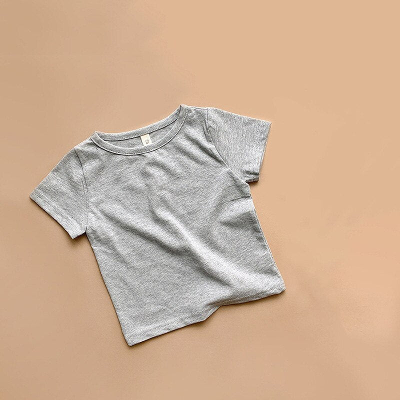 Newborn Baby T-shirts For Boys Girls Cotton Short Sleeve Baby's Clothing Casual Summer Toddler Clothes White Gray 0-24Month New